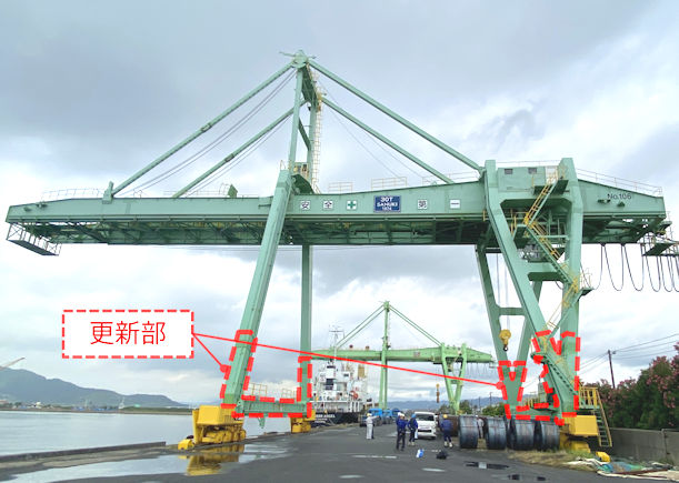 他社製橋形クレーンの脚部更新工事