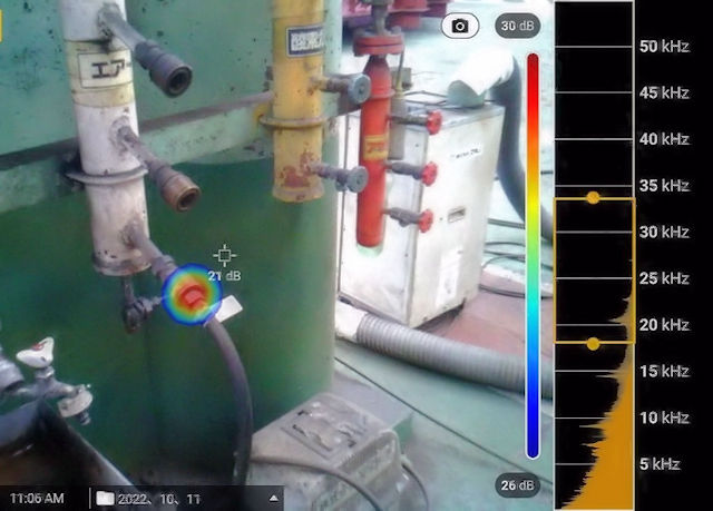 圧縮空気やガスの漏れを可視化する超音波カメラ